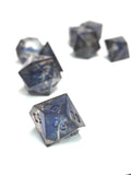 Handmade Polyhedral DnD, TTRPG, Dice Set with Advantage (8 Dice, 2 D20s) - Obsidian Encased