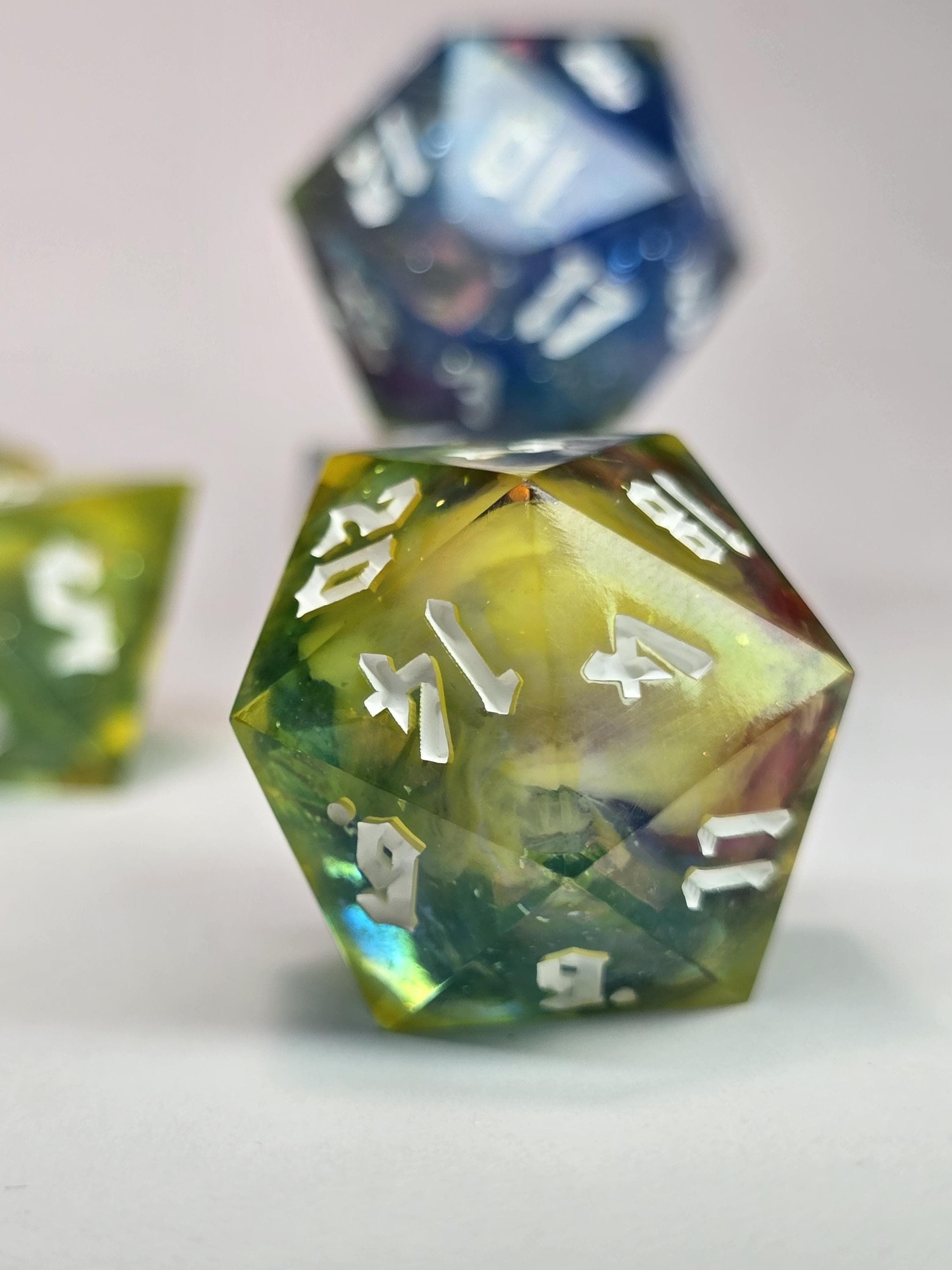 Handmade Polyhedral DnD, TTRPG, Dice Set with Advantage (8 Dice, 2 D20s) - Dreamweaver