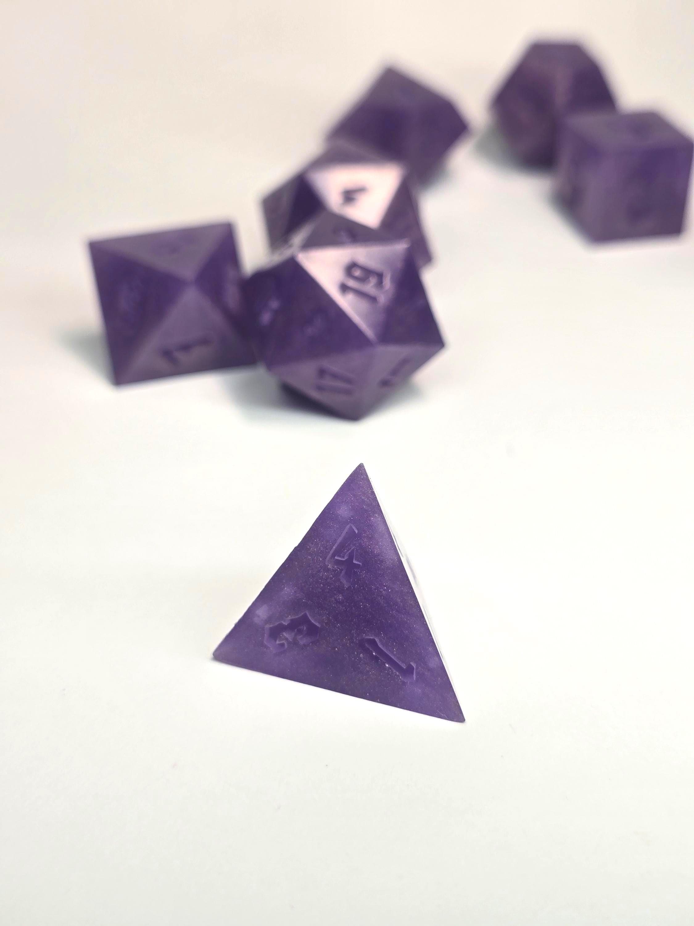 Handmade Polyhedral DnD, TTRPG, Dice Set with Advantage (8 Dice, 2 D20s) - Gilded Twilight