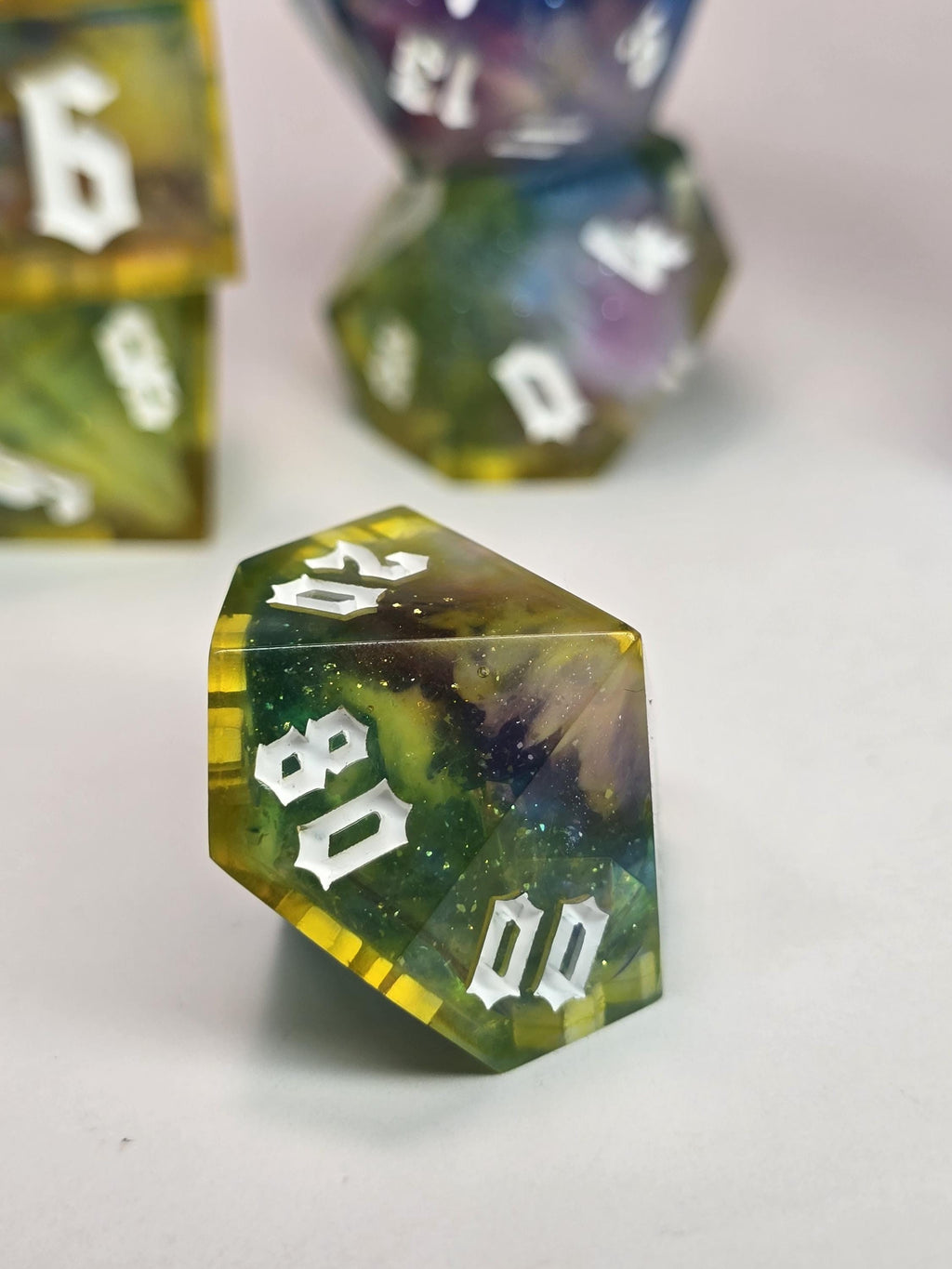 Handmade Polyhedral DnD, TTRPG, Dice Set with Advantage (8 Dice, 2 D20s) - Dreamweaver
