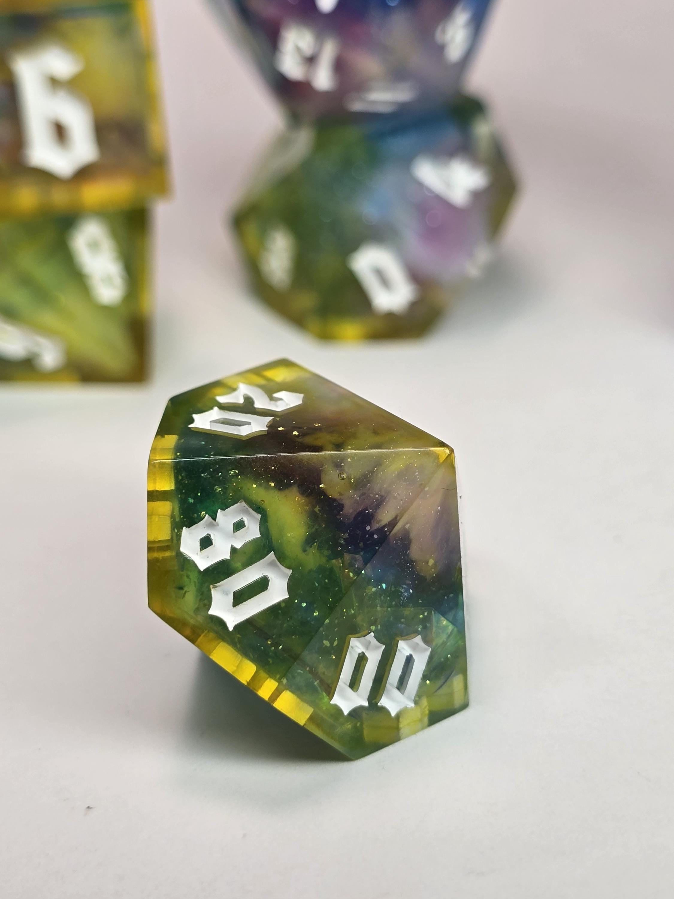 Handmade Polyhedral DnD, TTRPG, Dice Set with Advantage (8 Dice, 2 D20s) - Dreamweaver