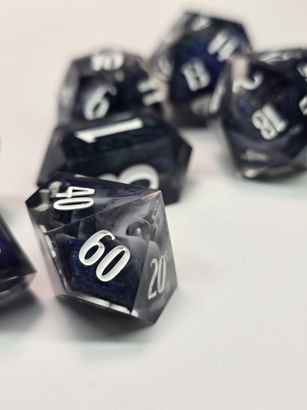 Iridescent Mist – Full Polyhedral Dice Set with Advantage (8 Dice, 2 D20s)