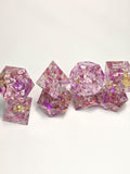 Handmade Polyhedral DnD, TTRPG, Dice Set with Advantage (8 Dice, 2 D20s) - Lady Glitter Sparkles