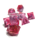 Handmade Polyhedral DnD, TTRPG, Dice Set with Advantage (8 Dice, 2 D20s) -Fruit Punch Nebula