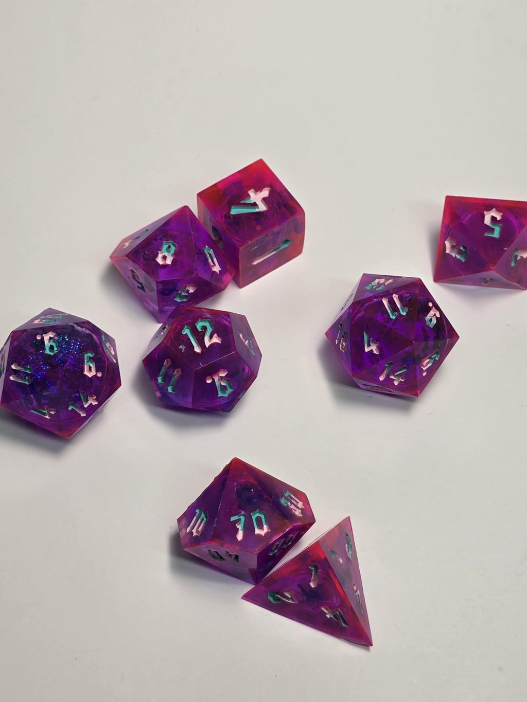 Cotton Candy Dice Set – Handmade Polyhedral Resin Dice for RPG
