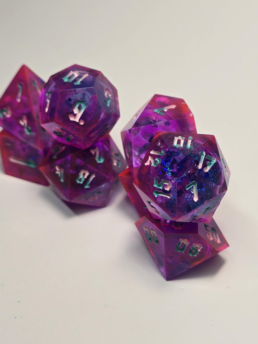 Cotton Candy Dice Set – Handmade Polyhedral Resin Dice for RPG