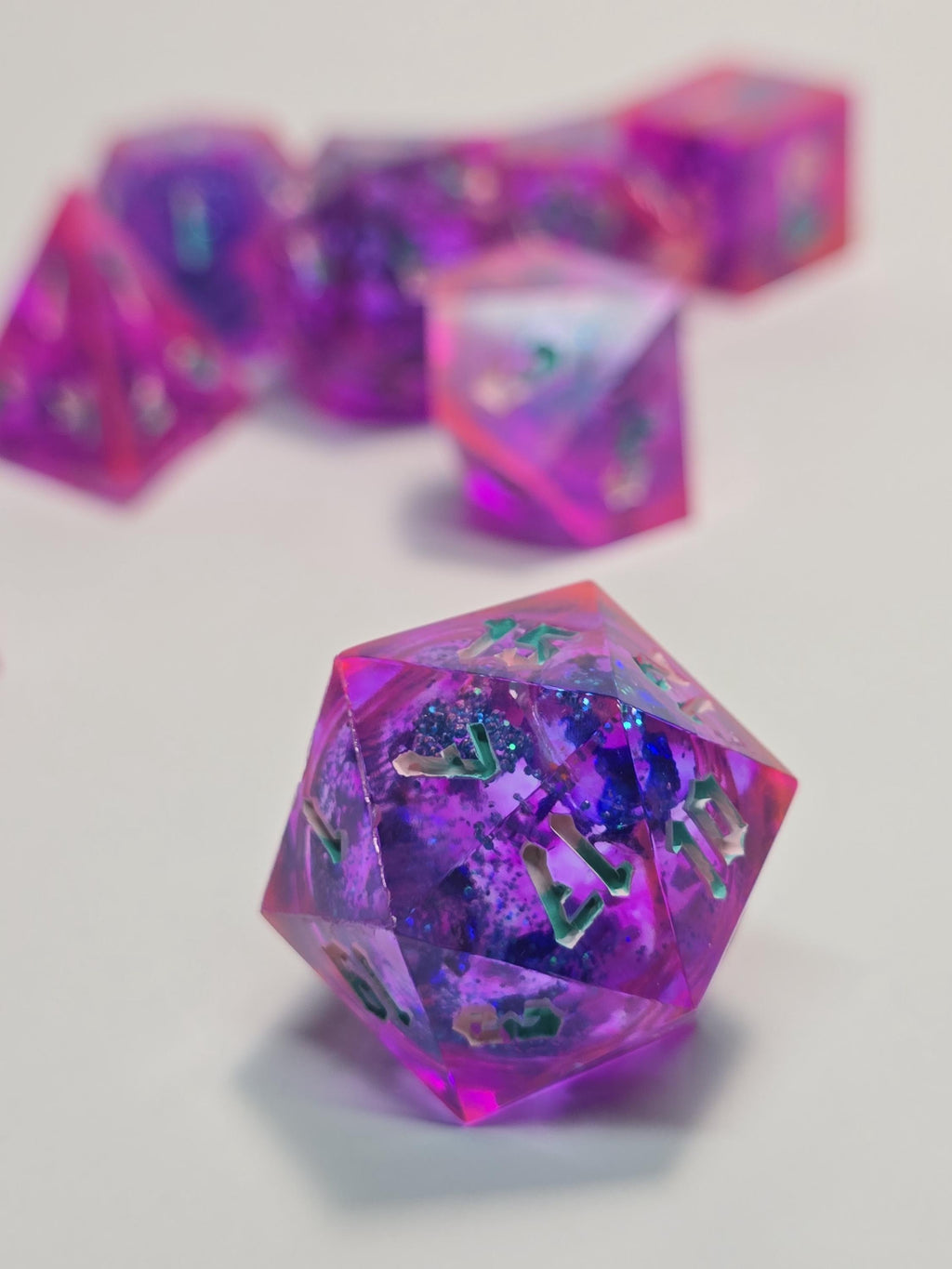 Cotton Candy Dice Set – Handmade Polyhedral Resin Dice for RPG